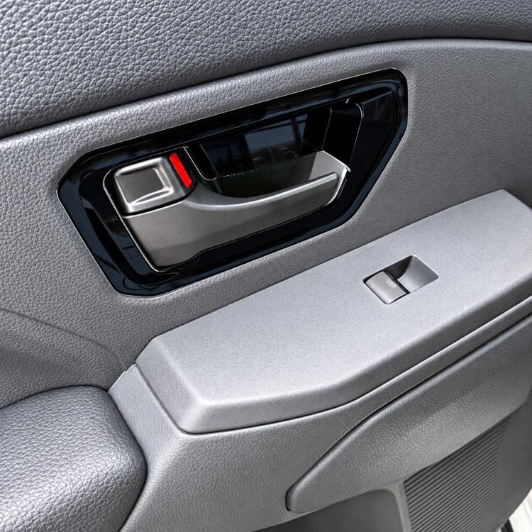 Car inside door handle protective frame, black with red indicator and silver pull