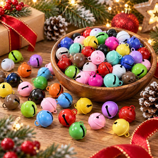 100 PCS/Pack Painted Small Round Bell Charms for DIY Keychains, Pet Accessories and Christmas Decor, 14mm, 18mm, 22mm