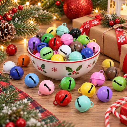 100 PCS/Pack Painted Small Round Bell Charms for DIY Keychains, Pet Accessories and Christmas Decor, 14mm, 18mm, 22mm