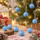 Light blue painted small round bell charms, 14mm, hanging ornaments and loose charms on wood