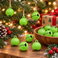 Green painted small round bell charms, 14mm, hanging ornaments and loose charms in a bowl
