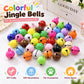 Colorful painted small round bell charms with hanging loops and smiling faces, assorted set