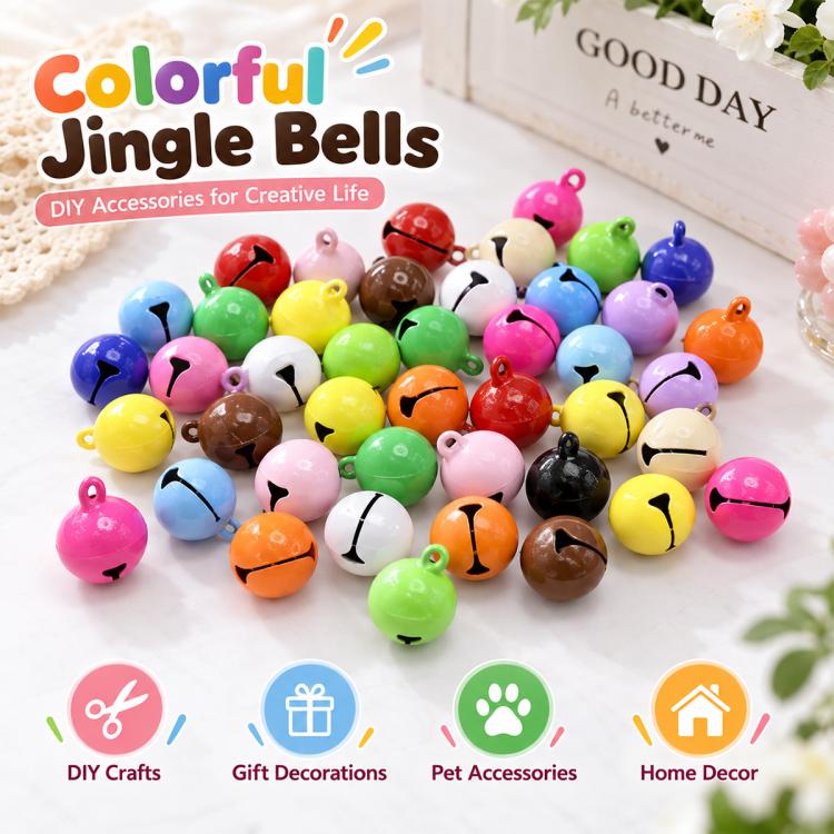 Colorful painted small round bell charms with hanging loops and smiling faces, assorted set