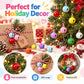 Holiday decor ornaments made from small round bell charms, multicolor hanging on tree