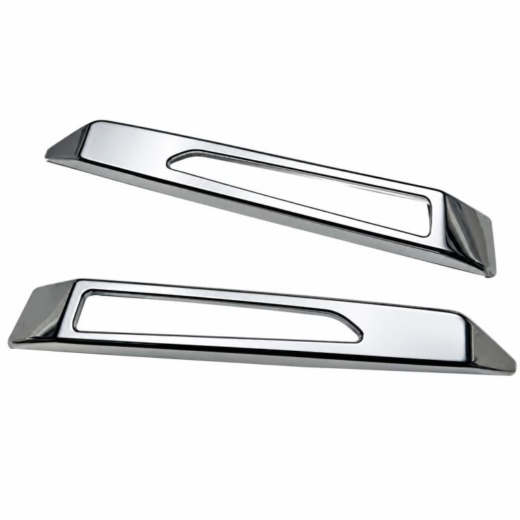 Chrome fog light trim bezels for front bumper, long bar style with cutout