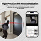 Smart WiFi video doorbell camera with motion detection alert shown on a phone screen.