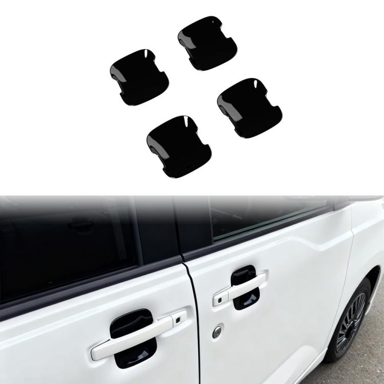 Black anti-scratch door handle cup trim set, four-piece exterior handle covers