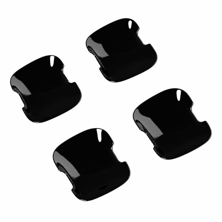Black four-piece door handle cup trim covers with glossy finish