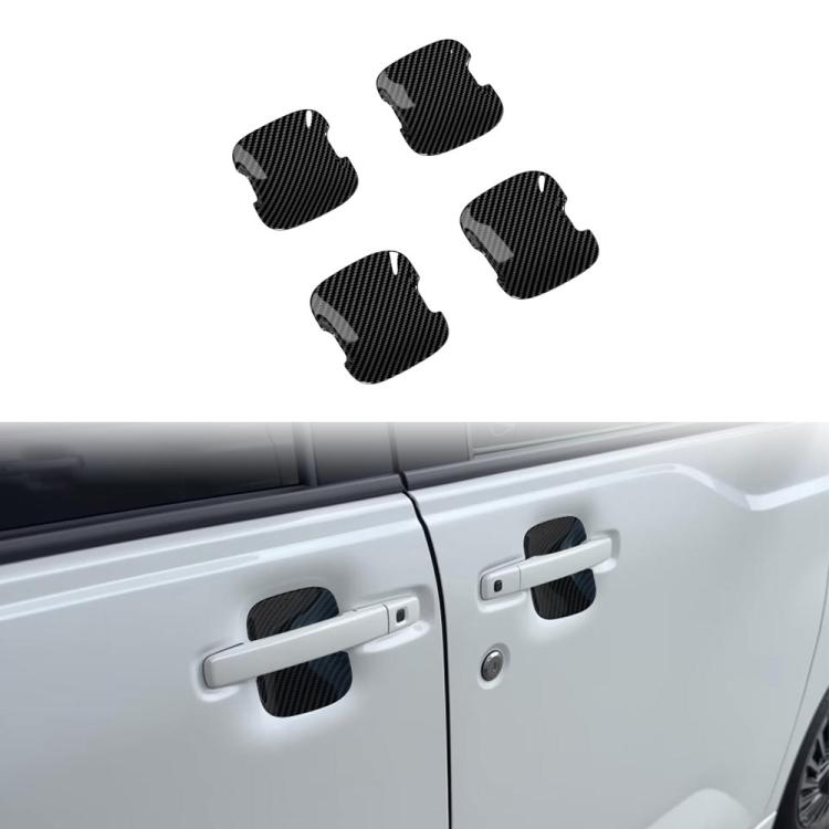 Carbon fiber textured door handle cup trim, four-piece exterior handle covers