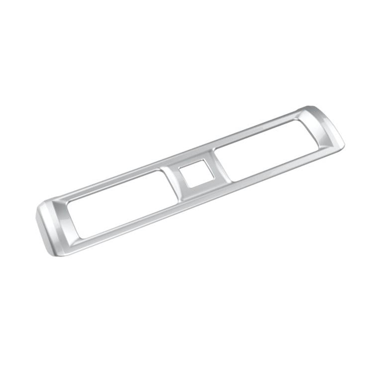 Matte silver air vent trim sticker, angled view with center square insert