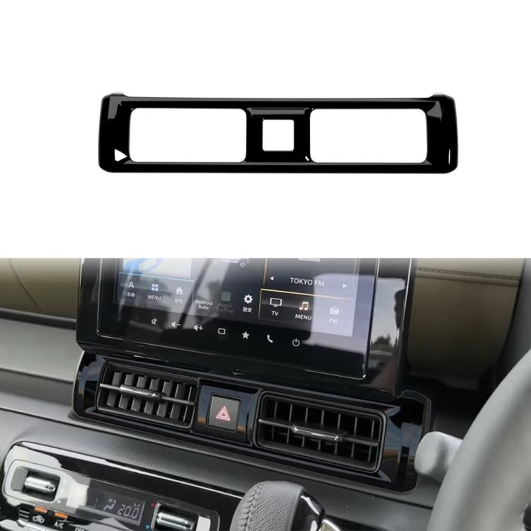 Car air vent trim sticker, black frame strip with center square cutout
