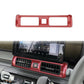 Center console air vent trim sticker, red accent frame around vents and hazard slot