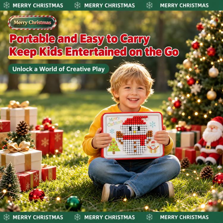 Christmas Themed 3D Pegboard Mushroom Nails Kids DIY Educational Toy Set