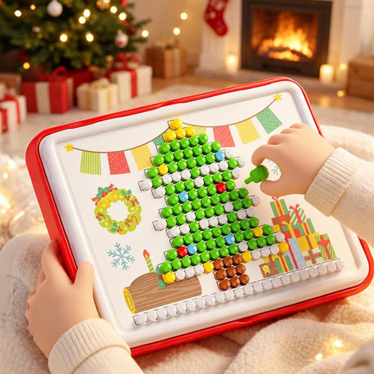 Christmas Themed 3D Pegboard Mushroom Nails Kids DIY Educational Toy Set
