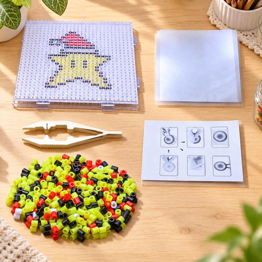 Christmas Themed Fuse Beads DIY Craft Set with Template Patterns, Star, Cherry, Bell, Figure, Christmas Tree, Christmas Socks, Santa Claus, Snowman