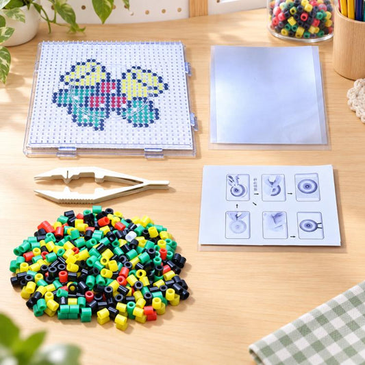 Christmas Themed Fuse Beads DIY Craft Set with Template Patterns, Star, Cherry, Bell, Figure, Christmas Tree, Christmas Socks, Santa Claus, Snowman