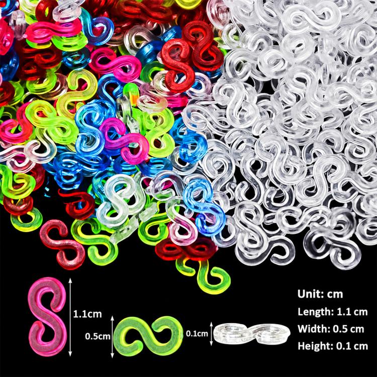 S-Clips DIY Bracelet Accessories for Rainbow Rubber Bands, 1000 PCS/Pack, 1500 PCS/Pack, 2000 PCS/Pack