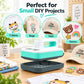 Portable heat press machine for small DIY projects with turquoise display window