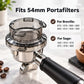 54mm coffee dosing funnel anti-spill ring with black grip and stainless base