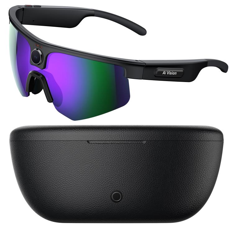 Q02 Ultra Cycling AI Smart Glasses with 8MP Camera, AI Translation, Video Recording, Voice Assistant, Ice Green Lens, Ice Purple Lens, Orange Lens, Gold Yellow Lens, Sunglasses Lens, Transparent Lens