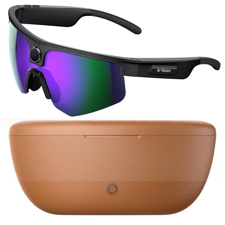 Q02 Ultra Cycling AI Smart Glasses with 8MP Camera, AI Translation, Video Recording, Voice Assistant, Ice Green Lens, Ice Purple Lens, Orange Lens, Gold Yellow Lens, Sunglasses Lens, Transparent Lens