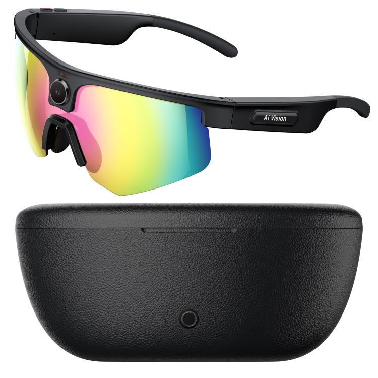 Q02 Ultra Cycling AI Smart Glasses with 8MP Camera, AI Translation, Video Recording, Voice Assistant, Ice Green Lens, Ice Purple Lens, Orange Lens, Gold Yellow Lens, Sunglasses Lens, Transparent Lens