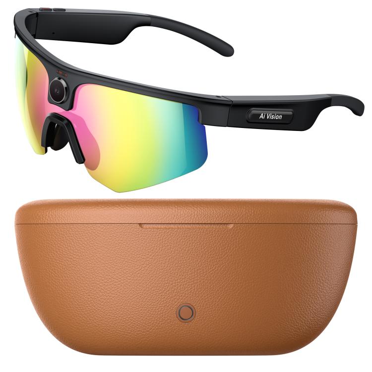 Q02 Ultra Cycling AI Smart Glasses with 8MP Camera, AI Translation, Video Recording, Voice Assistant, Ice Green Lens, Ice Purple Lens, Orange Lens, Gold Yellow Lens, Sunglasses Lens, Transparent Lens