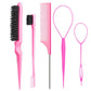 5 PCS/Set Hair Styling Kit Steel Pin Tail Comb & Eyebrow Brush & Hair Loop Tool, Hook Tip, Flat Tip