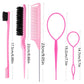 5 PCS/Set Hair Styling Kit Steel Pin Tail Comb & Eyebrow Brush & Hair Loop Tool, Hook Tip, Flat Tip