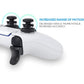 White PS controller with black trigger extenders and raised thumb caps for added range