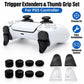 PS5 controller accessory set with trigger extenders and thumb grip caps, black and clear