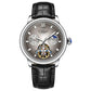 Men's automatic mechanical watch with taupe dial and black leather strap