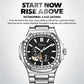 Dulunwe men's automatic mechanical watch with silver steel bracelet and black dial
