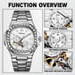 Dulunwe men's automatic mechanical watch with silver steel bracelet and white dial