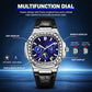 Dulunwe diamond-set Nautilus men's automatic watch with blue dial and black leather strap
