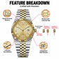 Men’s automatic mechanical watch front view with honeycomb dial and two-tone link bracelet