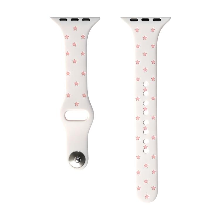Slim Reverse Buckle Star Printed Two Color Silicone Watch Band, For Apple Watch 46mm / 49mm / 45mm / 44mm, For Apple Watch 42mm / 41mm / 40mm / 38mm