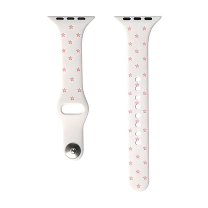 Slim Reverse Buckle Star Printed Two Color Silicone Watch Band, For Apple Watch 46mm / 49mm / 45mm / 44mm, For Apple Watch 42mm / 41mm / 40mm / 38mm