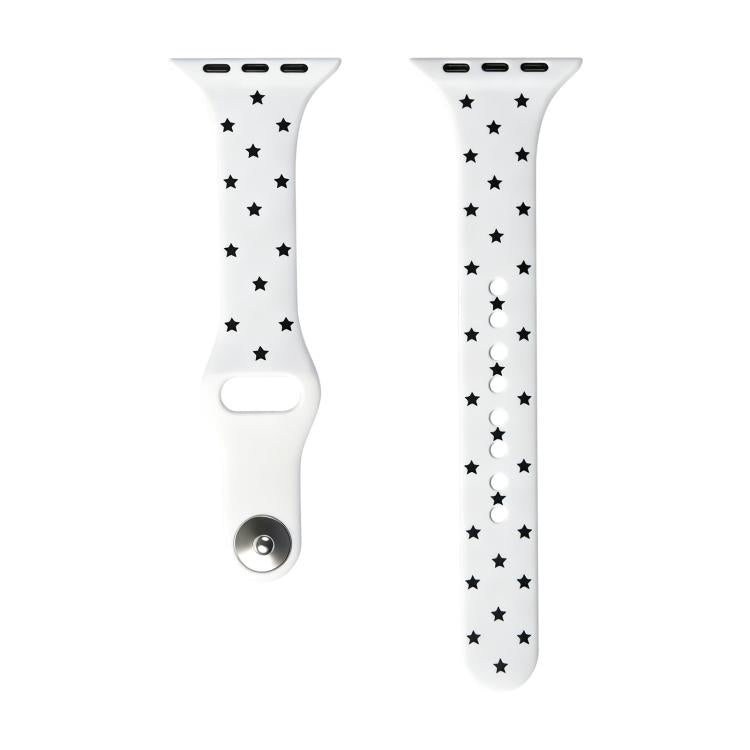 Slim Reverse Buckle Star Printed Two Color Silicone Watch Band, For Apple Watch 46mm / 49mm / 45mm / 44mm, For Apple Watch 42mm / 41mm / 40mm / 38mm