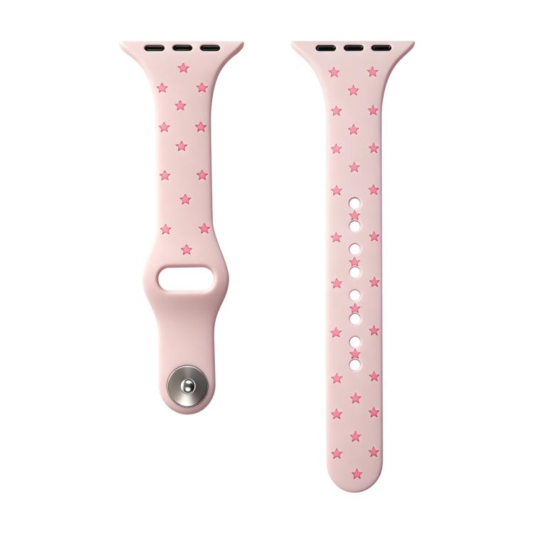 Slim Reverse Buckle Star Printed Two Color Silicone Watch Band, For Apple Watch 46mm / 49mm / 45mm / 44mm, For Apple Watch 42mm / 41mm / 40mm / 38mm