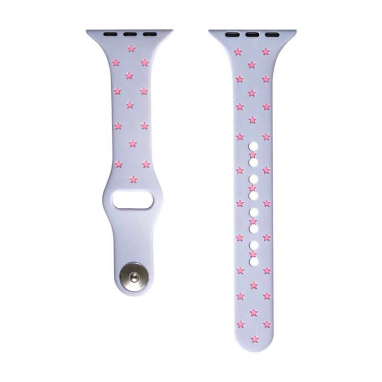 Slim Reverse Buckle Star Printed Two Color Silicone Watch Band, For Apple Watch 46mm / 49mm / 45mm / 44mm, For Apple Watch 42mm / 41mm / 40mm / 38mm