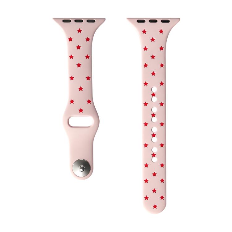 Slim Reverse Buckle Star Printed Two Color Silicone Watch Band, For Apple Watch 46mm / 49mm / 45mm / 44mm, For Apple Watch 42mm / 41mm / 40mm / 38mm