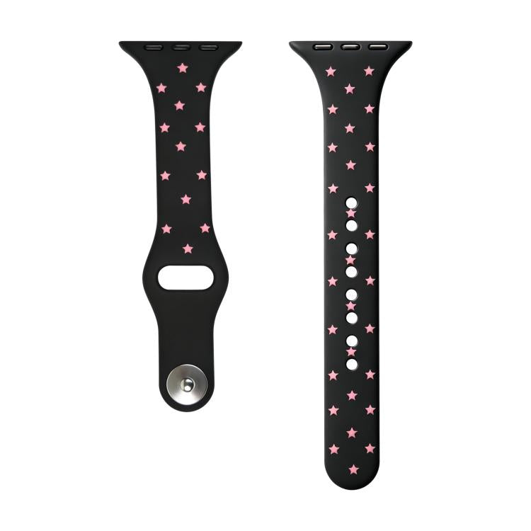 Slim Reverse Buckle Star Printed Two Color Silicone Watch Band, For Apple Watch 46mm / 49mm / 45mm / 44mm, For Apple Watch 42mm / 41mm / 40mm / 38mm