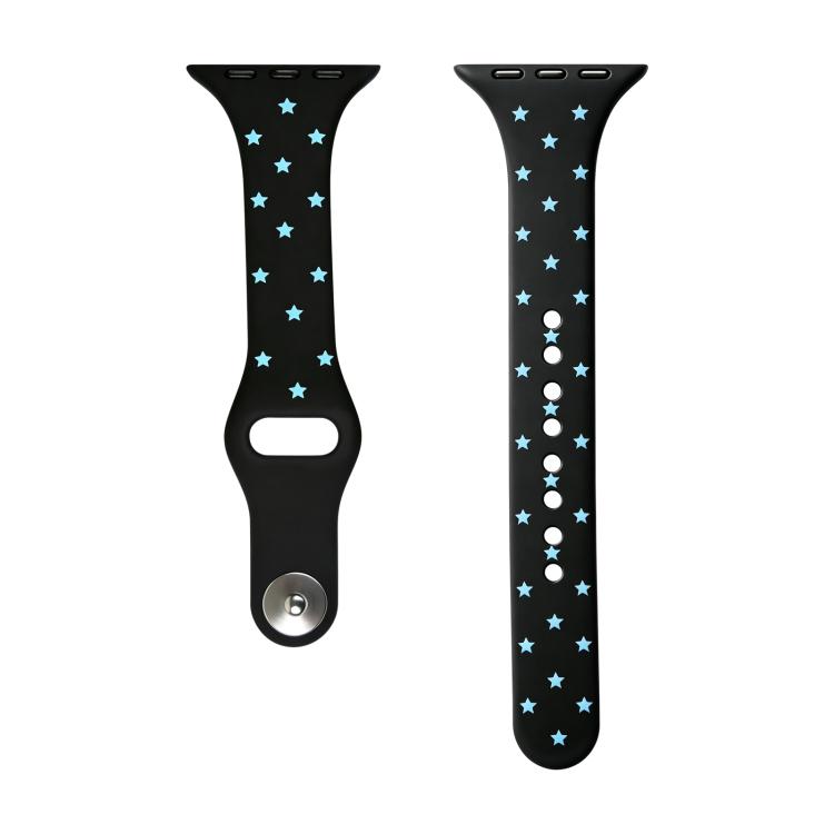 Slim Reverse Buckle Star Printed Two Color Silicone Watch Band, For Apple Watch 46mm / 49mm / 45mm / 44mm, For Apple Watch 42mm / 41mm / 40mm / 38mm