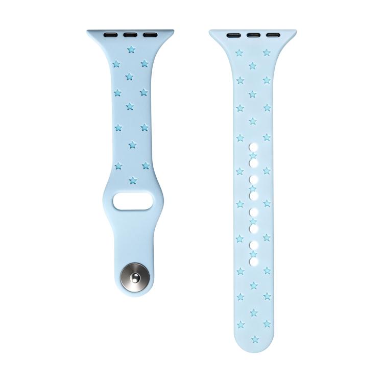Slim Reverse Buckle Star Printed Two Color Silicone Watch Band, For Apple Watch 46mm / 49mm / 45mm / 44mm, For Apple Watch 42mm / 41mm / 40mm / 38mm