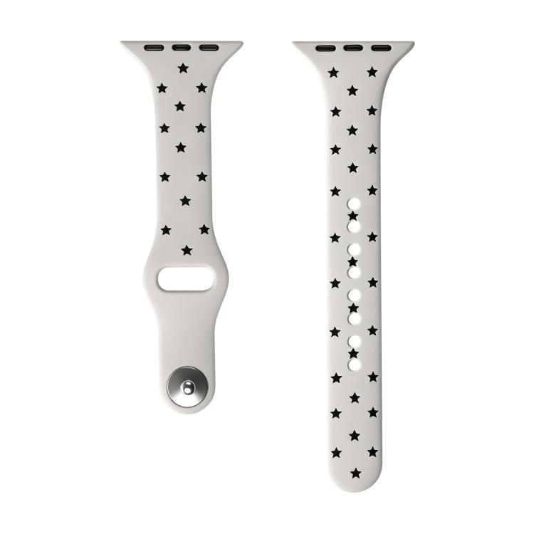 Slim Reverse Buckle Star Printed Two Color Silicone Watch Band, For Apple Watch 46mm / 49mm / 45mm / 44mm, For Apple Watch 42mm / 41mm / 40mm / 38mm