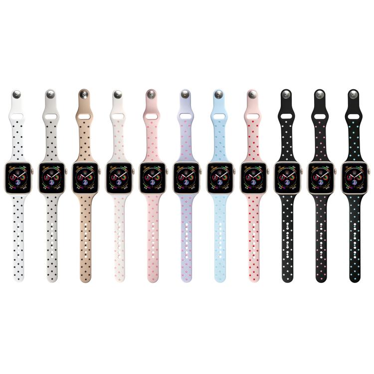 Slim Reverse Buckle Star Printed Two Color Silicone Watch Band, For Apple Watch 46mm / 49mm / 45mm / 44mm, For Apple Watch 42mm / 41mm / 40mm / 38mm