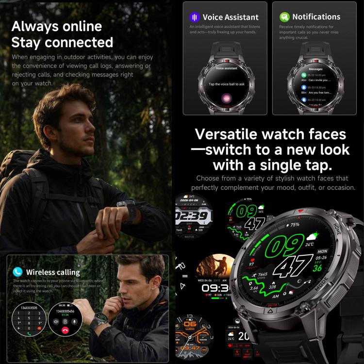 HT53 Smart Watch, 1.46 inch Screen, GPS, BT Call, Heart Rate, Blood Pressure