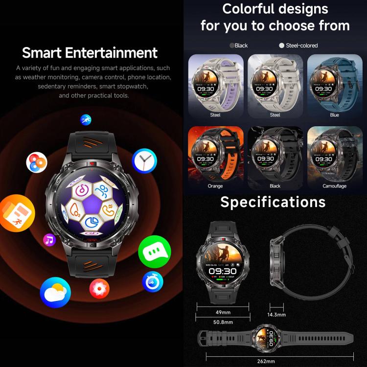 HT53 Smart Watch, 1.46 inch Screen, GPS, BT Call, Heart Rate, Blood Pressure