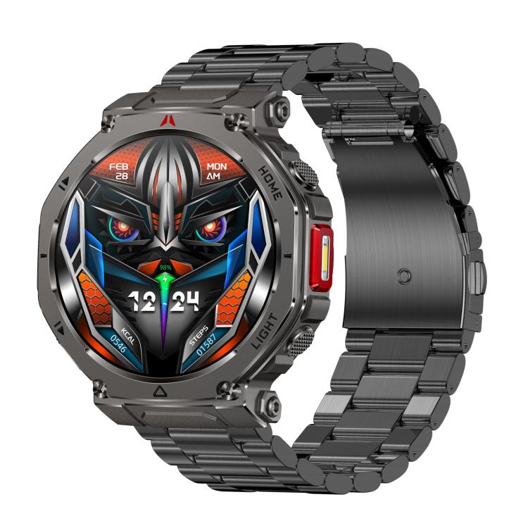 HT52 Smart Watch, 1.56 inch Screen, BT Call, Heart Rate, Blood Pressure, Black Steel Strap, Black Silicone Strap, Black Orange Silicone Strap, Blue Silicone Strap